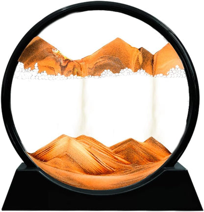 Muyan Moving Sand Art Picture Sandscapes in Motion Round Glass 3D Deep Sea Sand Art for Adult Kid Large Desktop Art Toys (Purple, 7 Inch)