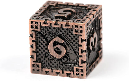 UDIXI Steampunk Metal Dice Set, 7 Die Polyhedral DND Dice Set for D&D Role Playing Game and Math Teaching (Ancient Copper)