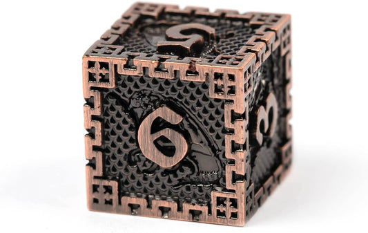 UDIXI Steampunk Metal Dice Set, 7 Die Polyhedral DND Dice Set for D&D Role Playing Game and Math Teaching (Ancient Copper)