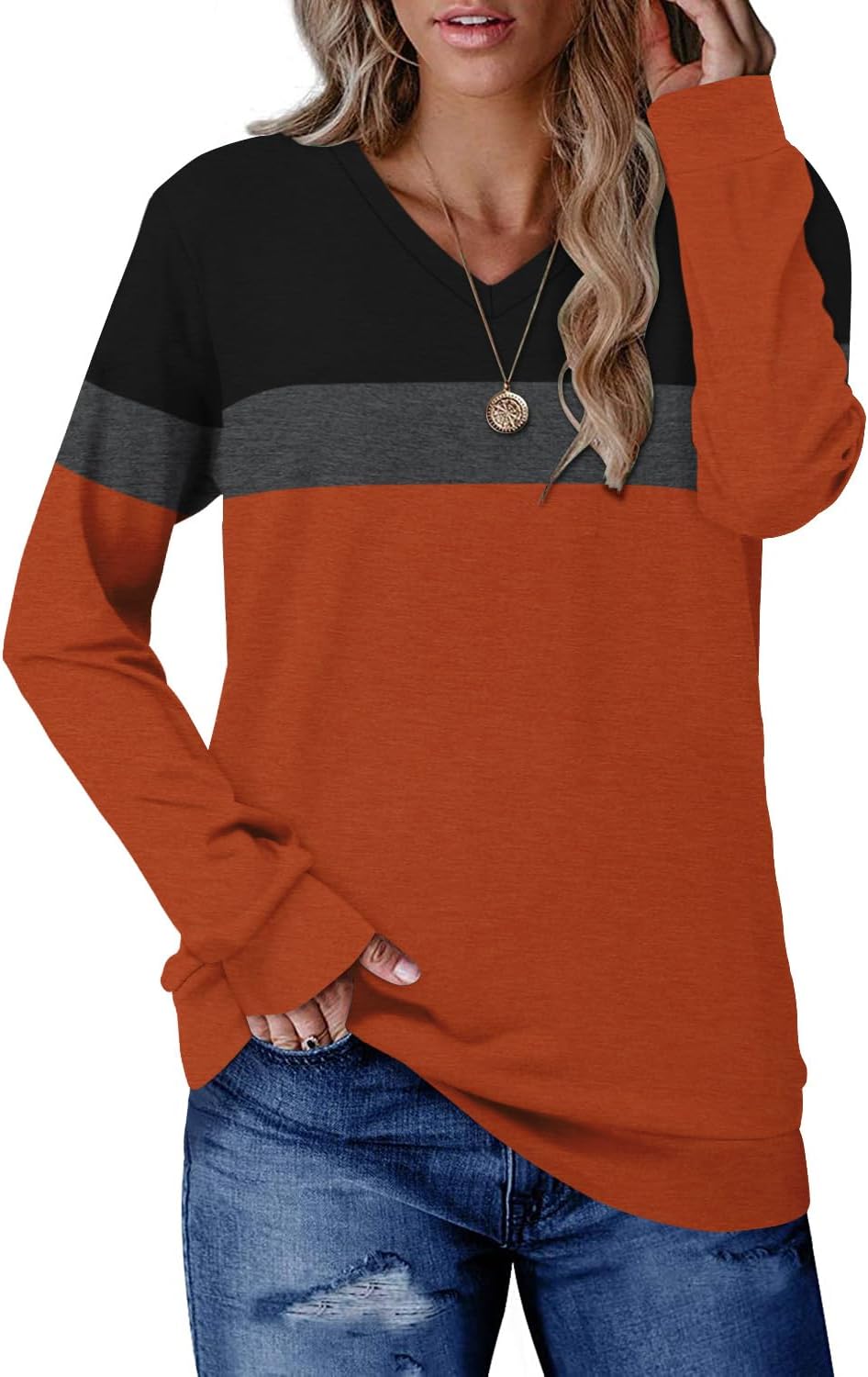 CRAZY GRID Womens Trendy Long Sleeve Shirts Casual Loose Soft Sweatshirt Fall Tops