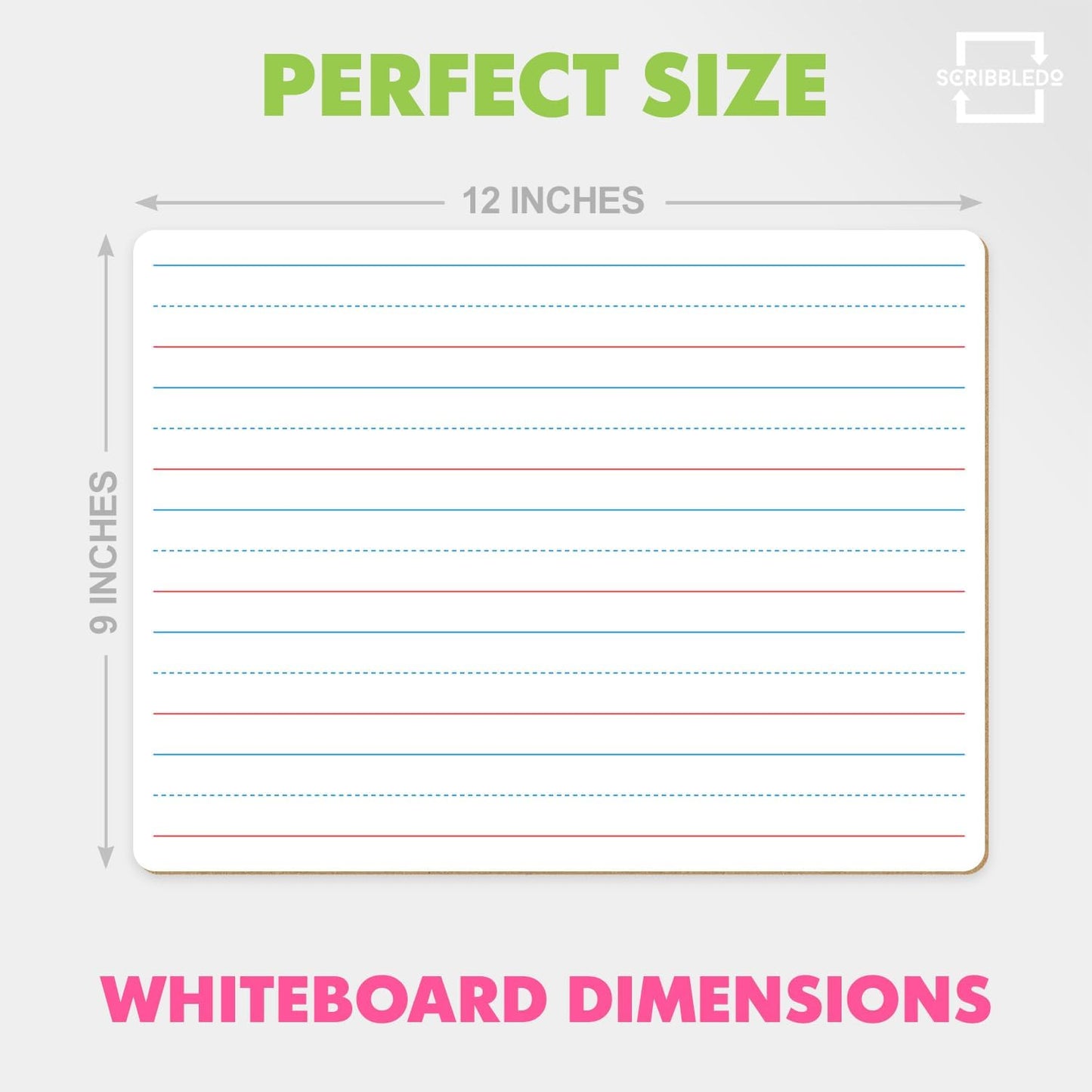 Scribbledo 10 Pack Double Sided Whiteboard Lined Dry Erase Boards for Kids Ruled Writing Board Handwriting Practice Small White Boards Dry Erase Board 9x12 Dry Erase Board with Lines Teacher Supplies