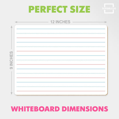 Scribbledo 10 Pack Double Sided Whiteboard Lined Dry Erase Boards for Kids Ruled Writing Board Handwriting Practice Small White Boards Dry Erase Board 9x12 Dry Erase Board with Lines Teacher Supplies