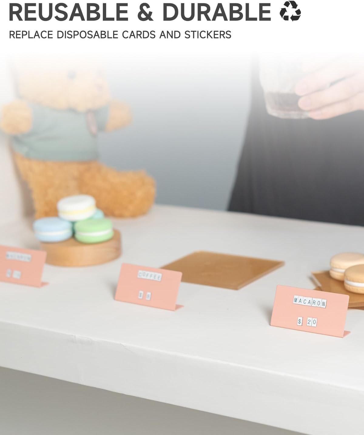Mini Magnetic Letter Display Signs – Chalkboard-Style Reusable Food Price Labels | 6 Metal Boards + 450 Magnetic Characters for Bakery, Café, Dessert Shop, Deli & Catering Use