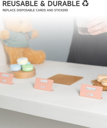 Mini Magnetic Letter Display Signs – Chalkboard-Style Reusable Food Price Labels | 6 Metal Boards + 450 Magnetic Characters for Bakery, Café, Dessert Shop, Deli & Catering Use