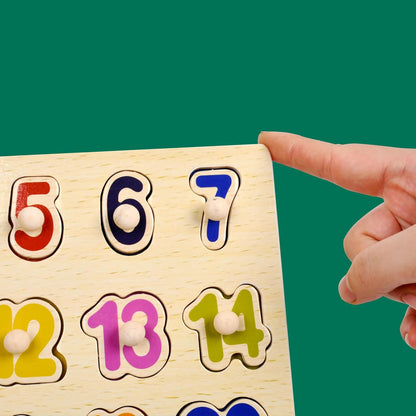 Avery's Choice Magnetic Wooden Number and Shape Recognition Board, Educational Puzzle with 13 Magnetic Pieces, Multicolor Learning Toy for Toddlers 36+ Months, 11.81 x 8.86 Inches