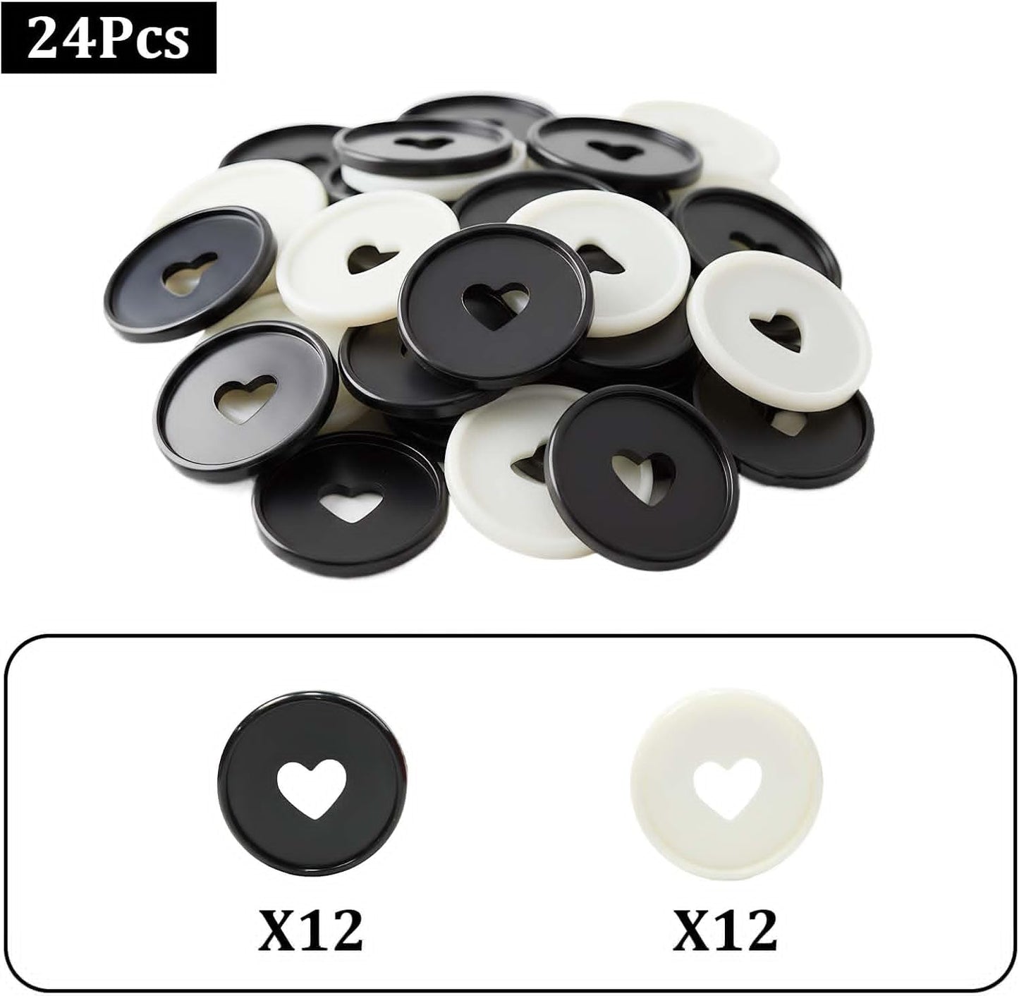 24 Pcs Plastic Book Binding Discs, 35mm Heart Binder Rings Expansion Discs, Discbound Rings for DIY Notebook Planner/Organizers, Pink/Rose Red/Red
