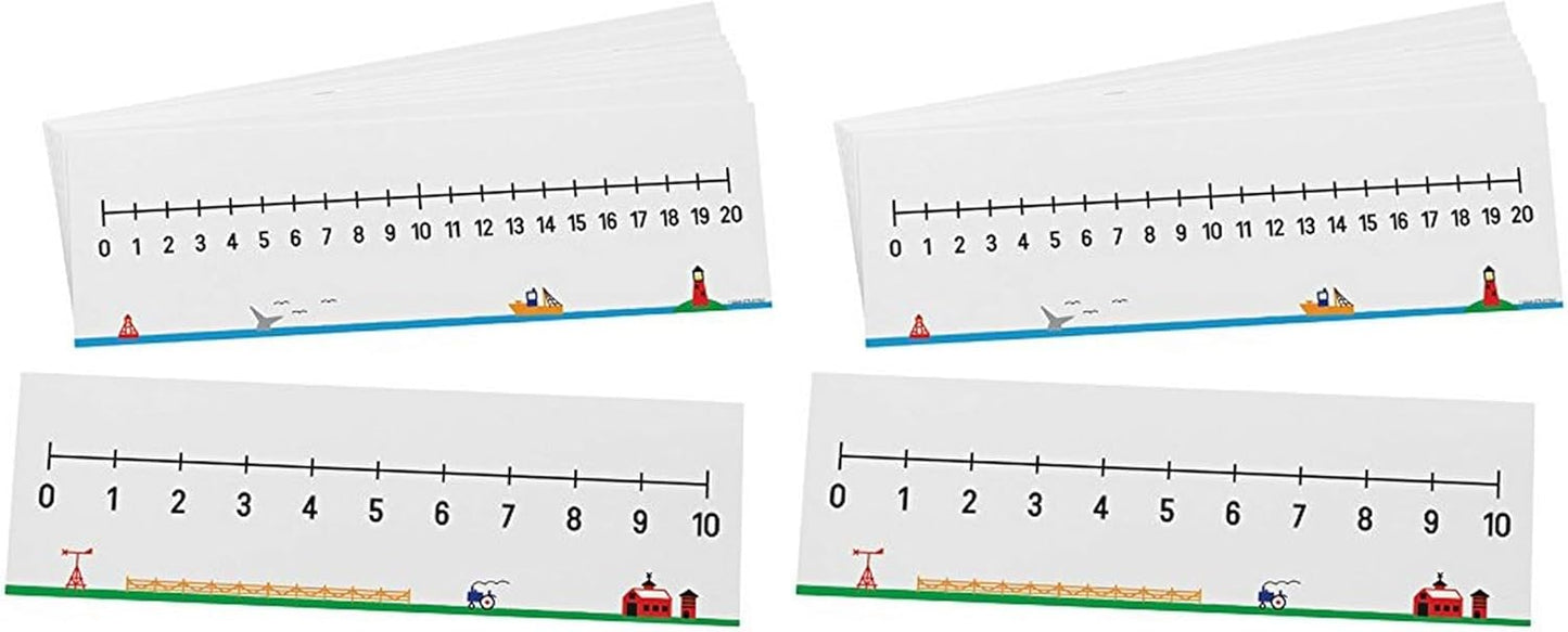 Didax Write-On/Wipe-Off Number Lines 0–10 & 0–20 – Double-Sided Dry-Erase Math Tool for Early Learners, Set of 10