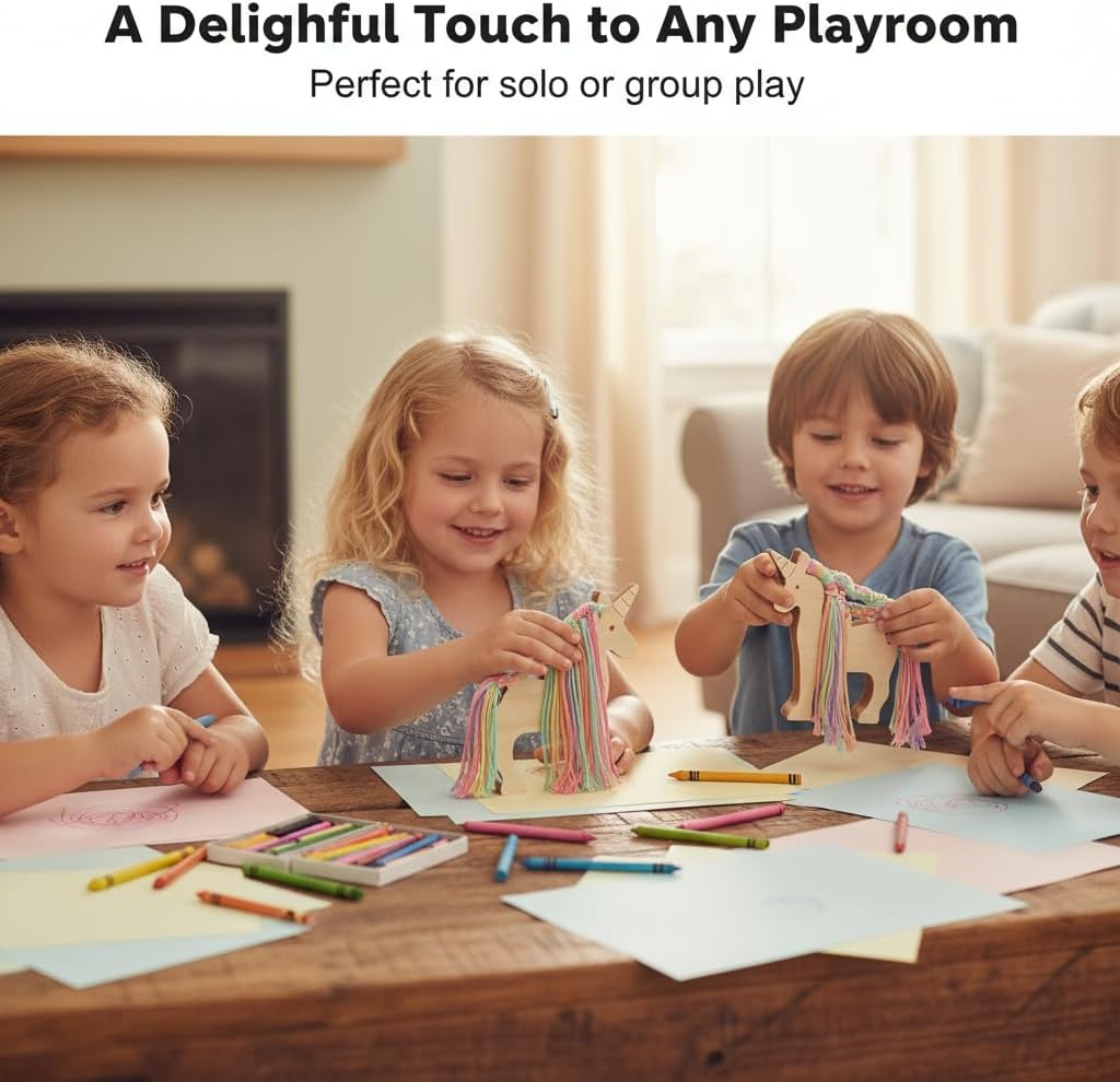Eray Wooden Unicorn Lacing Montessori braiding Toys for Kids DIY Toy Plane Activities Car Travel Toy Educational Learning Threading for Fine Motor Skills