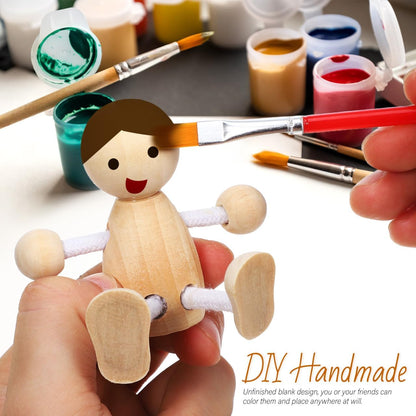 Tofficu 4pcs Unfinished Wooden Peg Dolls for Painting DIY Craft Peg People Figures for Teens Mini Natural Wood Figurines for Arts and Crafts Projects