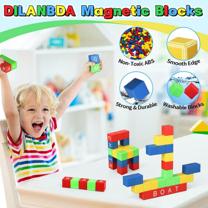 1 Inch Large Magnet Cube for Kids Toddler, Magnetic Blocks Gifts for Boys Girls , Letter Alphabet Sensory STEM Toy Science Kit, Number Construction 3D Puzzle Learning Toy Classroom Must Have 32 Pack