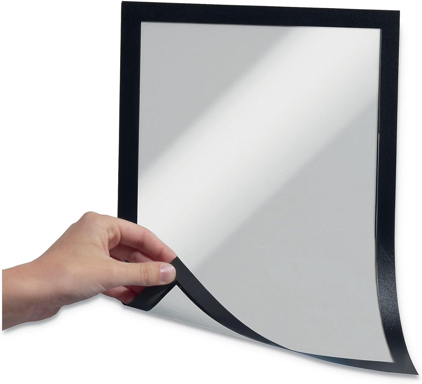 Durable Duraframe Sign Holder, Letter-Size 8.5" x 11" Inch, Black Magnetic Frame - Wall Mount, Pack of 2