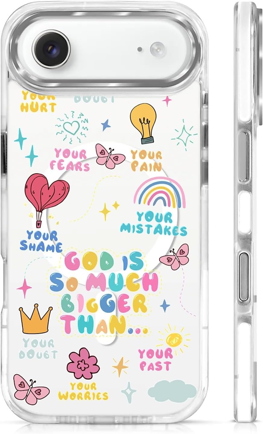 for iPhone 17 Pro Max Case [Compatible with Magsafe],Girls Women Clear Magnetic Case Silicone Shockproof Protective Cover with Pattern Colorful Motivational Letters