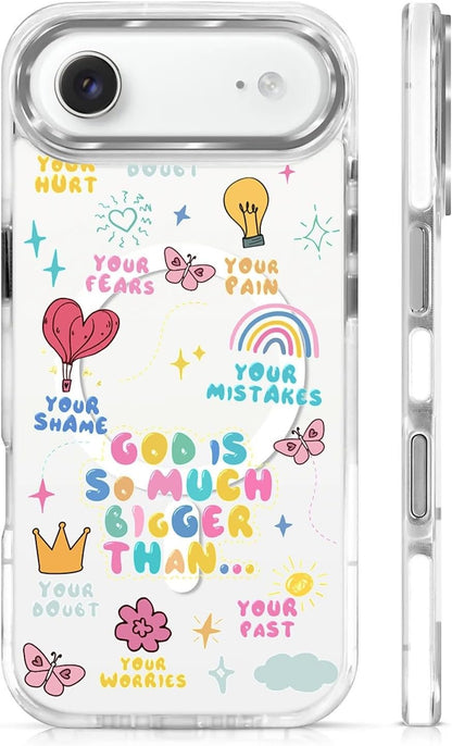 for iPhone 17 Pro Max Case [Compatible with Magsafe],Girls Women Clear Magnetic Case Silicone Shockproof Protective Cover with Pattern Colorful Motivational Letters