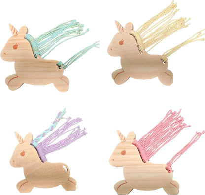 Eray Wooden Unicorn Lacing Montessori braiding Toys for Kids DIY Toy Plane Activities Car Travel Toy Educational Learning Threading for Fine Motor Skills