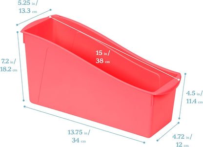 ECR4Kids Linking Plastic Storage Book Bin, Multipurpose Organization, Neon Purple, 10-Piece