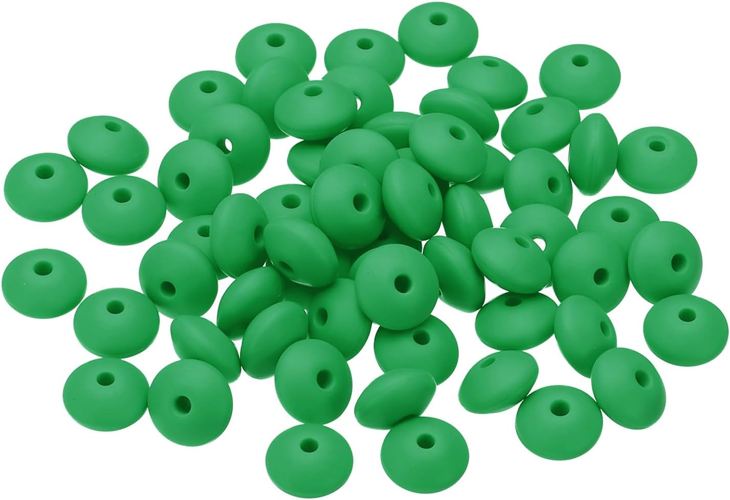 PATIKIL 14mm Silicone Beads, 60PCS Silicone Beads Bulk Abacus Spacer Beads Lentil Focal Cute for Pens Keychain Bracelets Necklace, Black