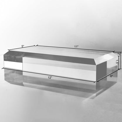 CiaoHER 2in Thickness Beveled Solid Acrylic Display Block Clear Polished Pedestal Stand Riser Solid Base (10x10)