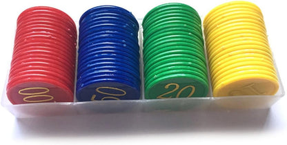 WOONEKY 80pcs Round Plastic Counting Chips for Math Learning Games Poker Slices Bingo Chips Game Supplies
