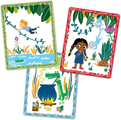 eeBoo: Volcano Island Create a Story Pre-Literacy Cards, 36 Cards with Colorful Characters, Encourages Imagination, for Ages 3 and up