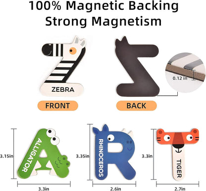 Mideer Large Magnetic Letters for Toddlers 1-3, 26 PCS Cute Animal Alphabet Magnets Fridge Toy Set - Colorful Uppercase ABC Learning Magnets, Educational Preschool Spelling Toys for Kids 3-5 Years