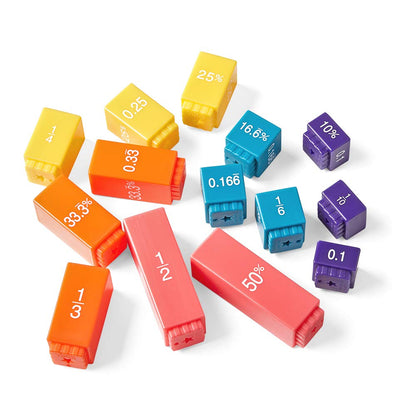 hand2mind Rainbow Fraction Tower Equivalency Cubes, Decimal Fraction Equivalency, Math Blocks, Montessori Math Rods, Fraction Manipulatives, Classroom Manipulatives for Elementary School (51 Pieces)