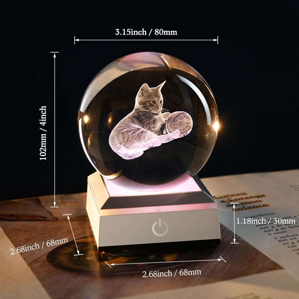 3D Solar System Crystal Ball Universe Glass Ball Space Astronomy Gift Planets Model Science Astrophysics Gifts Solar System Night Light Glass Globe Decor with 12 Colorful Modes Light Base