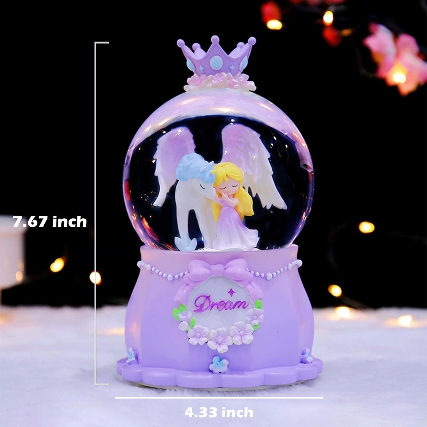 You're My Princess Snowflake Glass Globe, Unicorn Princess Snow Globe with Music, Snow Globe Gift for Girls Daughters Ladies Girlfriends, Automatic Snow Drift (4 * 6.3inch) (Pink)
