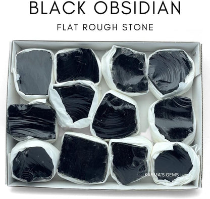 Black Obsidian, Crystal Flats, Mineral Flats, Natural Raw Crystals for Tumbling, Cabbing, Rock Tumbler for Kids, Treasure Box, Party Favors, Crystal Growing Kit, Gifts for Him, Minecraft