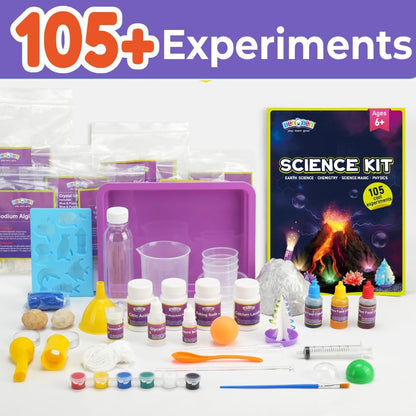 BenBen Science Kit for Kids Ages 8-12, 105 Hands-On Science Experiments with Paintable Volcano, Slime & Tornado Lab, STEM Gift for Boys Girls
