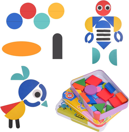 Wooden Tangrams Pattern Blocks, Cognitive Difficulties for Elderly People, Brain-Boosting Crafts Activities for Elderly（Elephant Style）