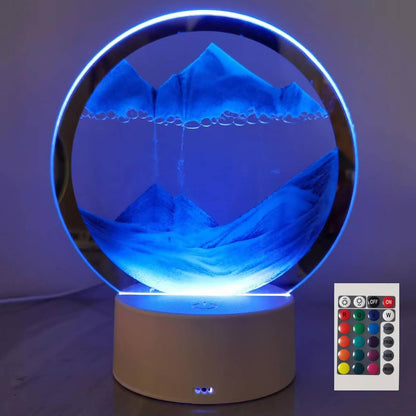 Moving Sand Art Picture Round Glass 3D Deep Sea Sandscape in Motion Display Flowing Sand Frame, Large Desktop Art Toys, Home & Office Desktop Decorations(Black, RC-Crotrol)