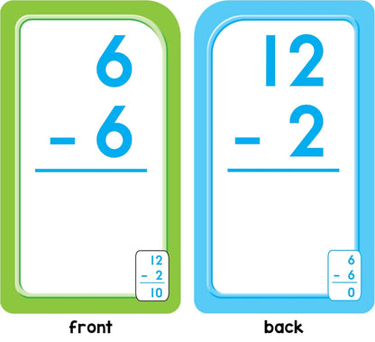 School Zone Subtraction 0-12 Flash Cards: 56 Cards, 1st Grade, 2nd Grade, Numbers 0-12, Differences, Early Math, Problem Solving, Subtraction Problems, Counting, Ages 6+