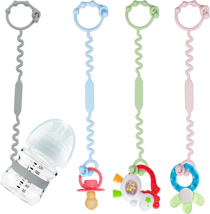 Silicone Toy Straps for Baby, Toy Safety Straps for Stroller High Chair - BPA Free (Red Yellow Orange)