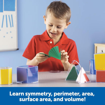 Learning Resources Folding Geometric Shapes Set - Classroom Must Haves, Teacher Supplies, Geometry Game, Pattern Blocks, Homeschool, 3D School Figures for Teaching, Math Manipulatives Essentials, Ages 7+