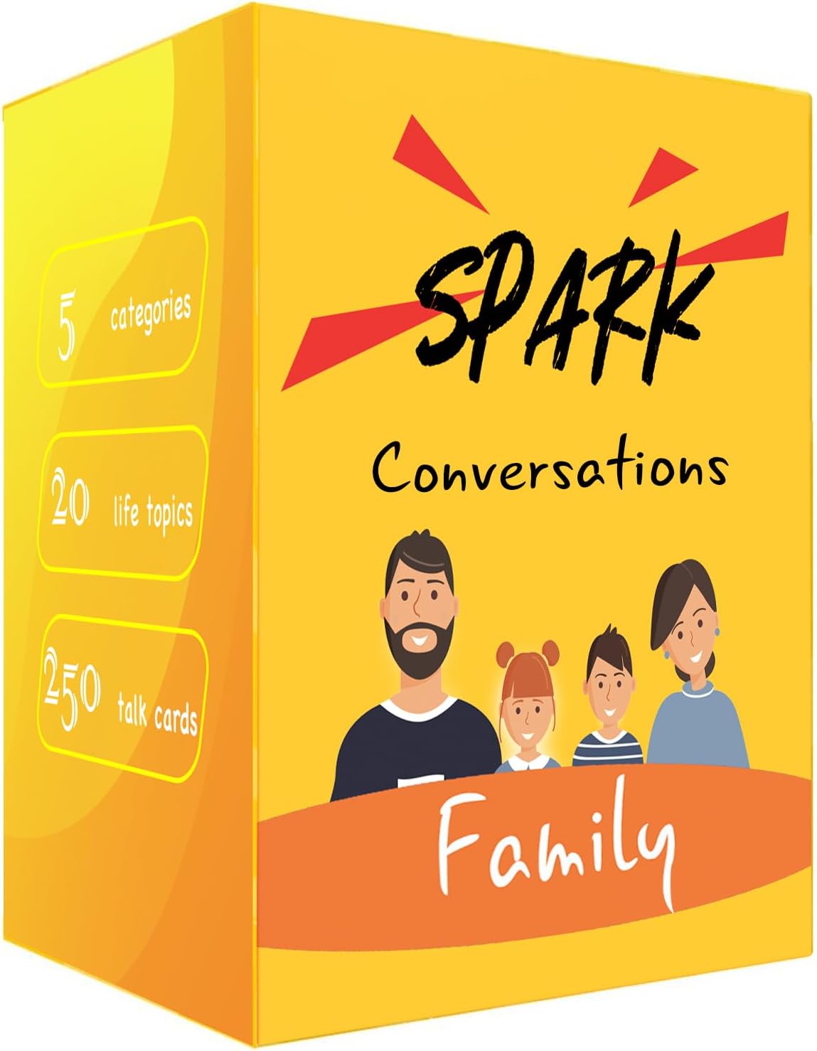 Conversation Cards for Family - Spark Family Conversations - Family Card Games for Adults, Teens, Kids - Chat Cards Family Pack (250 Cards)