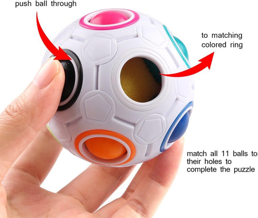 Coogam Rainbow Puzzle Ball Pack with Pouch Color-Matching Game Toy Stress Reliever Magic Ball Brain Teaser for Kids and Adults, Children, Boy, Girl Holiday Set of 2