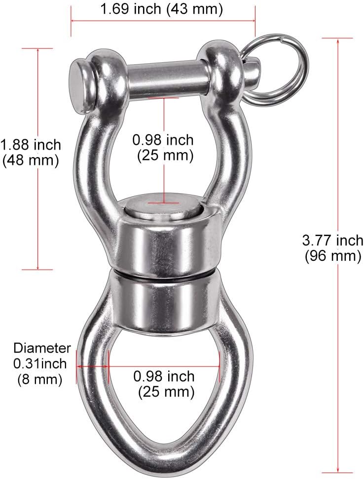 SELEWARE Silent Bearing Swing Swivel, 360° Rotational Device Hanging Accessory with Removeable Buckle for Tree Swing, Hammock Chair, Climbing Rope, Yoga, Kids Swing Swivel 1200LB Capacity, 2 Pack