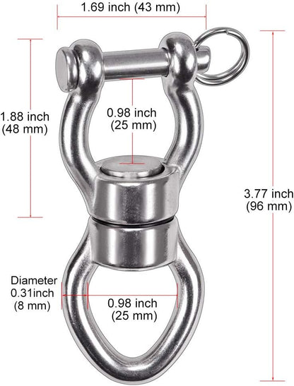 SELEWARE Silent Bearing Swing Swivel, 360° Rotational Device Hanging Accessory with Removeable Buckle for Tree Swing, Hammock Chair, Climbing Rope, Yoga, Kids Swing Swivel 1200LB Capacity, 2 Pack