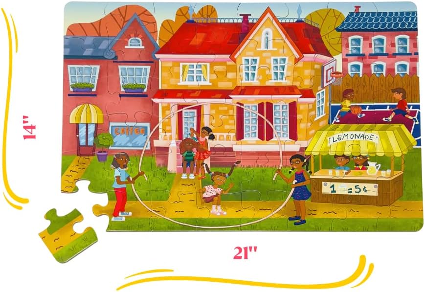 Upbounders® 48 Piece Jumbo Floor Puzzle for Kids | Barbershop Beginner Puzzle | Pretend Play & Learning Toy for Boys Girls Ages 4 5 6 | Black Brown Boy at The Barber (Multicultural)