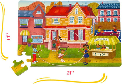 Upbounders® 48 Piece Jumbo Floor Puzzle for Kids | Barbershop Beginner Puzzle | Pretend Play & Learning Toy for Boys Girls Ages 4 5 6 | Black Brown Boy at The Barber (Multicultural)