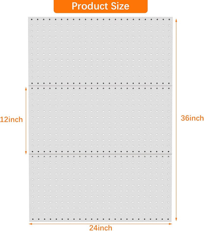 TORACK 3 PCS Metal Pegboard Panels(12x24 inch) for Wall Garage Tools Storage Pegboard for Workbench, Modular Peg Board Tool Organizer Board Kit(Pack of 3, Orange)