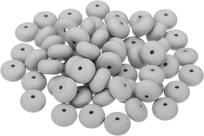 PATIKIL 14mm Silicone Beads, 60PCS Silicone Beads Bulk Abacus Spacer Beads Lentil Focal Cute for Pens Keychain Bracelets Necklace, Black
