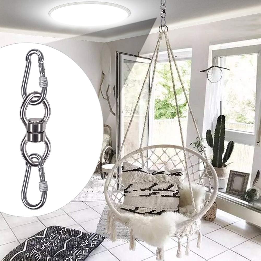 SELEWARE Silent Bearing Swing Swivel, 360° Rotational Device Hanging Accessory with Removeable Buckle for Tree Swing, Hammock Chair, Climbing Rope, Yoga, Kids Swing Swivel 1200LB Capacity, 2 Pack