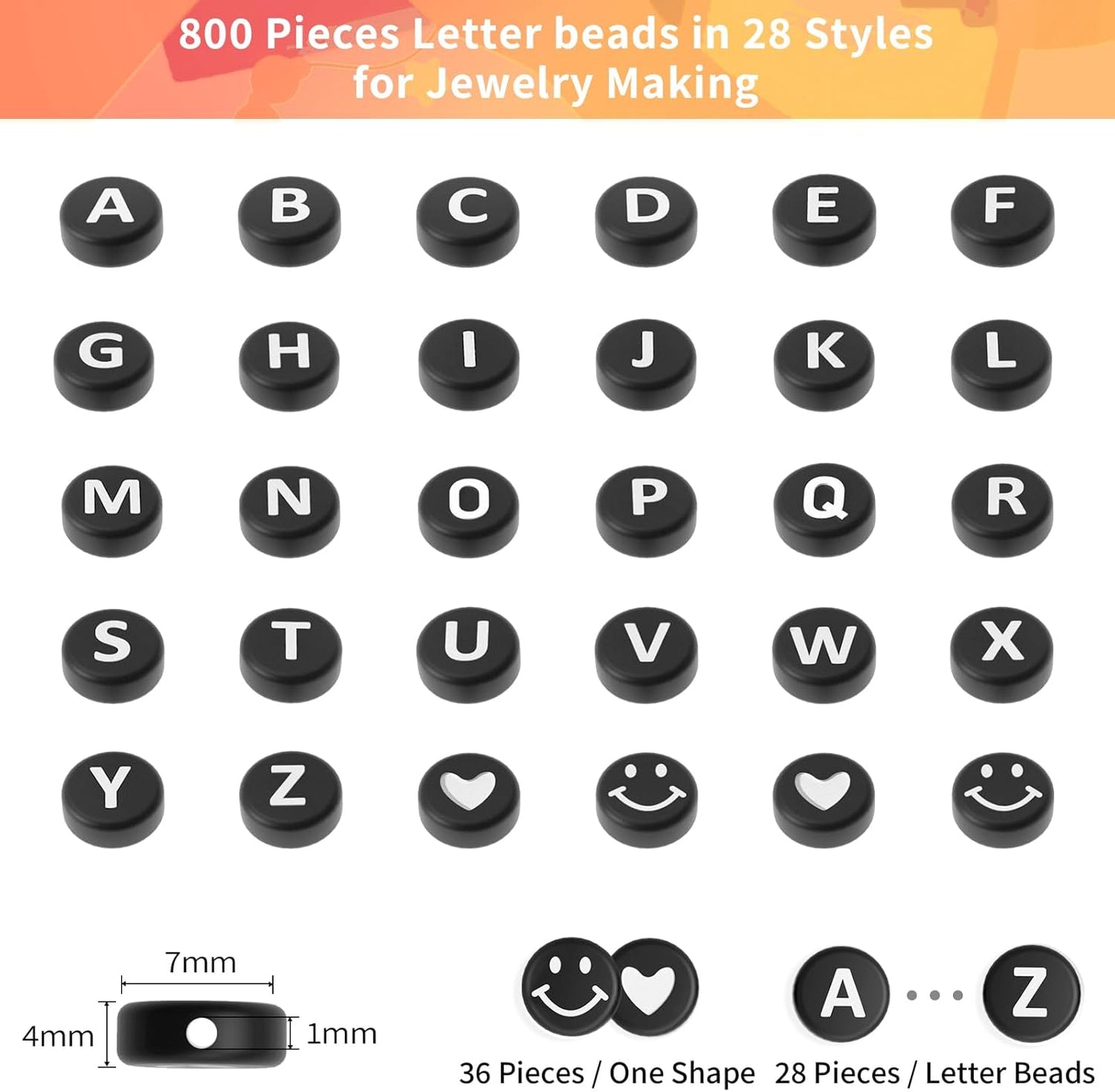 ARTDOT 800 Pieces Assortment Letter Beads for Friendship Bracelets Making Kit, 28 Styles Jewelry Making Supplies Alphabet Beads Set Preppy Crafts Art