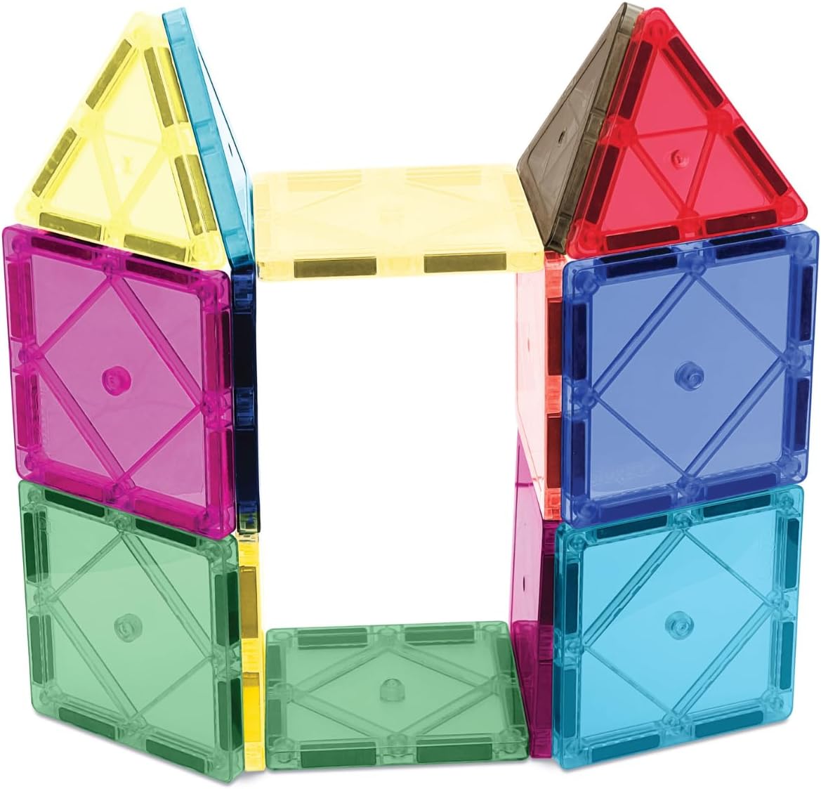 CreateOn Crayola Magnetic Tiles, Building Set for Kids, Magnetic Toys for Kids, Travel Toys, Classroom Sensory Toy Blocks, STEM & Montessori Tools for Boys & Girls Ages 3+, 14-Piece Set (Glitter)