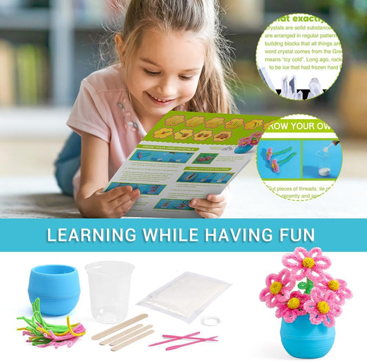 Crystal Flower Growing Kit - Crafts for Girls Ages 6-8 - Create Flowers Crystals Science Experiment Kit - STEM Educational Toys Gifts for 6+
