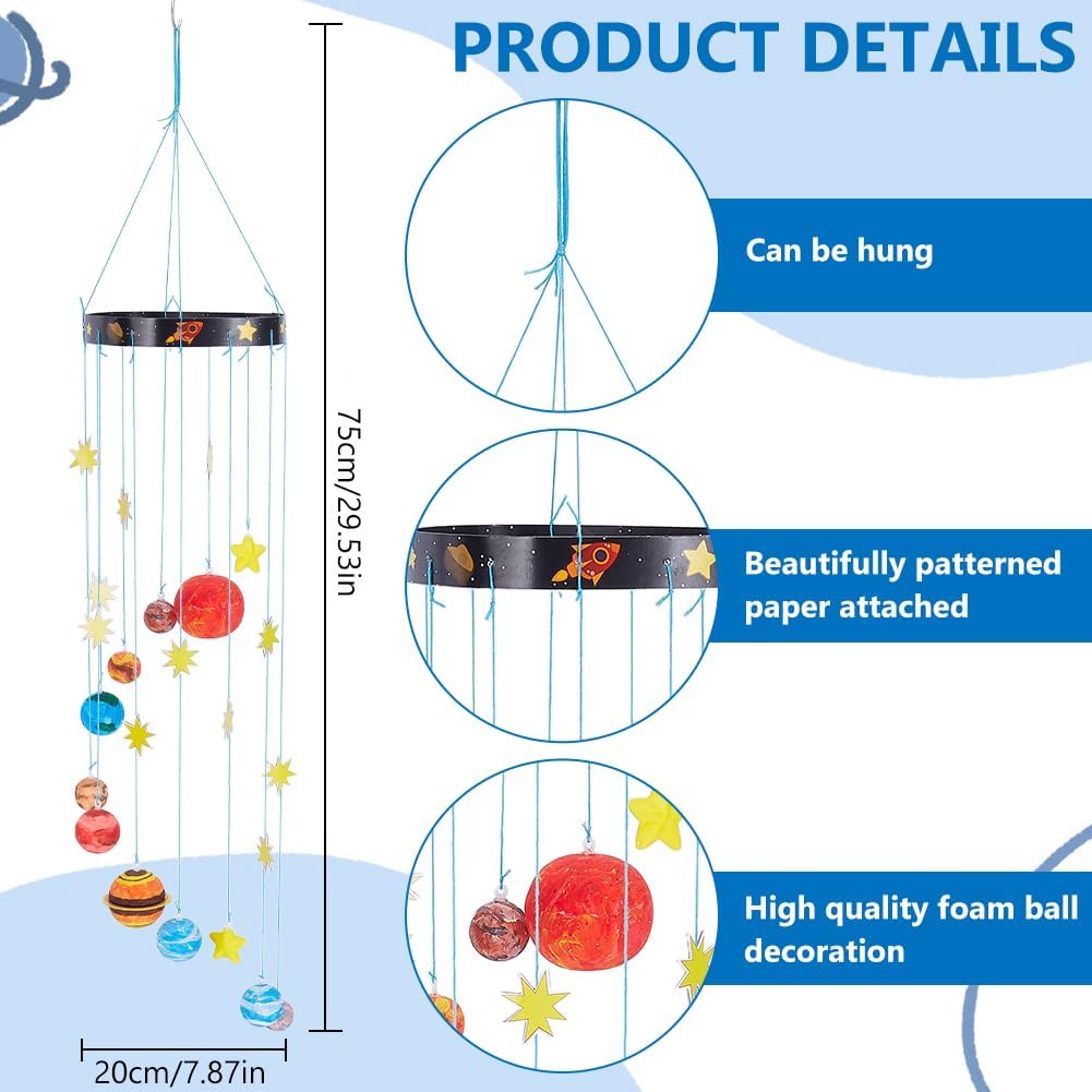 WEBEEDY 3D Solar System Model Foam Ball Kit Complete DIY Hanging Solar Project Kit with Foam Ball Pigment Brush,Make Your Own Solar System for Hanging Space Party Christmas Birthday Gift
