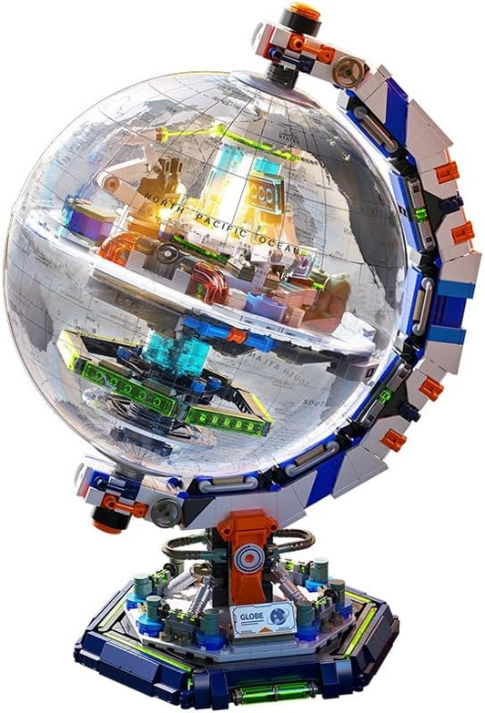 Space Station Globe Building Set for Adults- 1793 Pcs Globe Display Model with Illumination Modes 360° Rotatable LED Educational Stem Toys Graduation Birthday Gifts for Boys Teen Home Decor