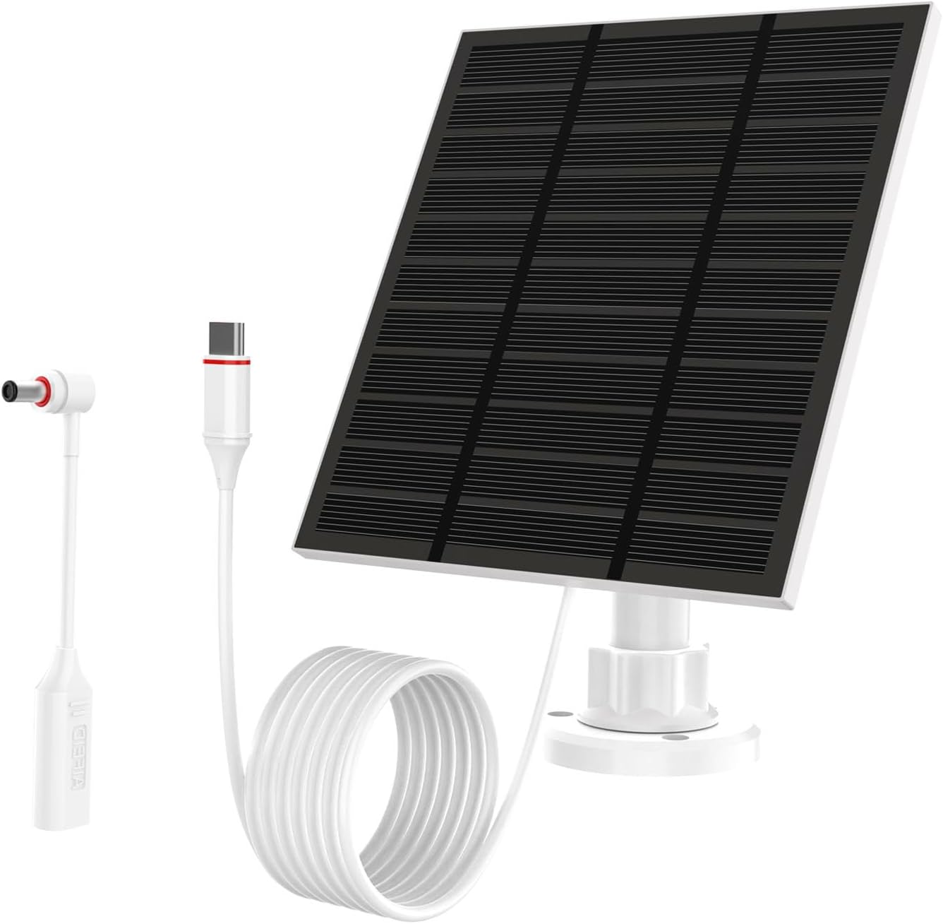 Solar Panels for Ring Camera Outdoor (New Generation) 5W 5V Solar Panel Charger with USB-C&Plug for Spotlight Cam Plus&Stick Up Cam Pro.Waterproof IP65 360°Adjustable 2M Cable (Black, 1)