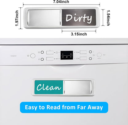 Dishwasher Magnet Clean Dirty Sign, Slide Strong Clean and Dirty Refrigerator Magnet Indicator for Dishwasher, Non-Scratch, Easy to Read, Self-Adhesive for Non-Magnetic Dishwasher（LightGray Brown）